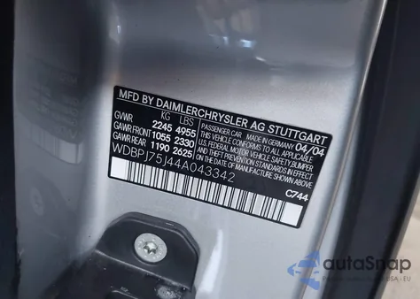 2004 Mercedes-Benz Cl 500 z USA, uszkodzony, nr VIN WDBPJ75J44A043342